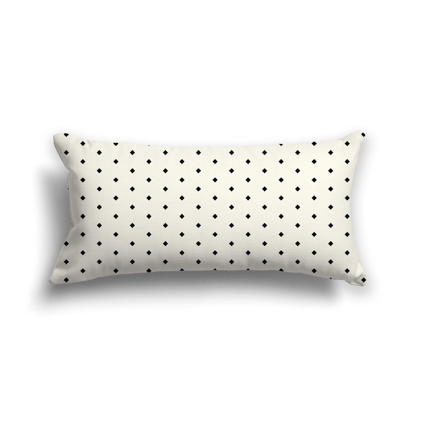 Pale Cream Cotton Canvas Cushion Covers with Fine Black Diamonds on Front, 24 x 12 inches / 61 x 30 cm