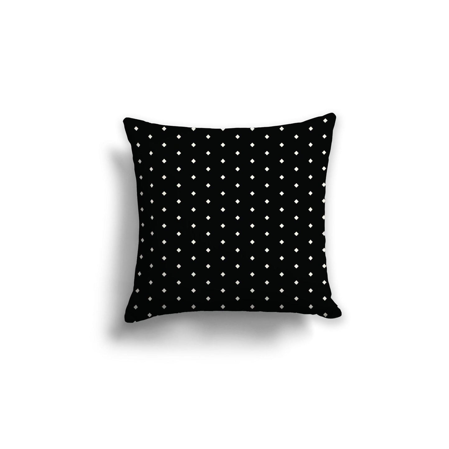 Black Cotton Canvas Cushion Covers with Fine Pale Cream Diamonds on Front, 18 x 18 inches / 46 x 46 cm