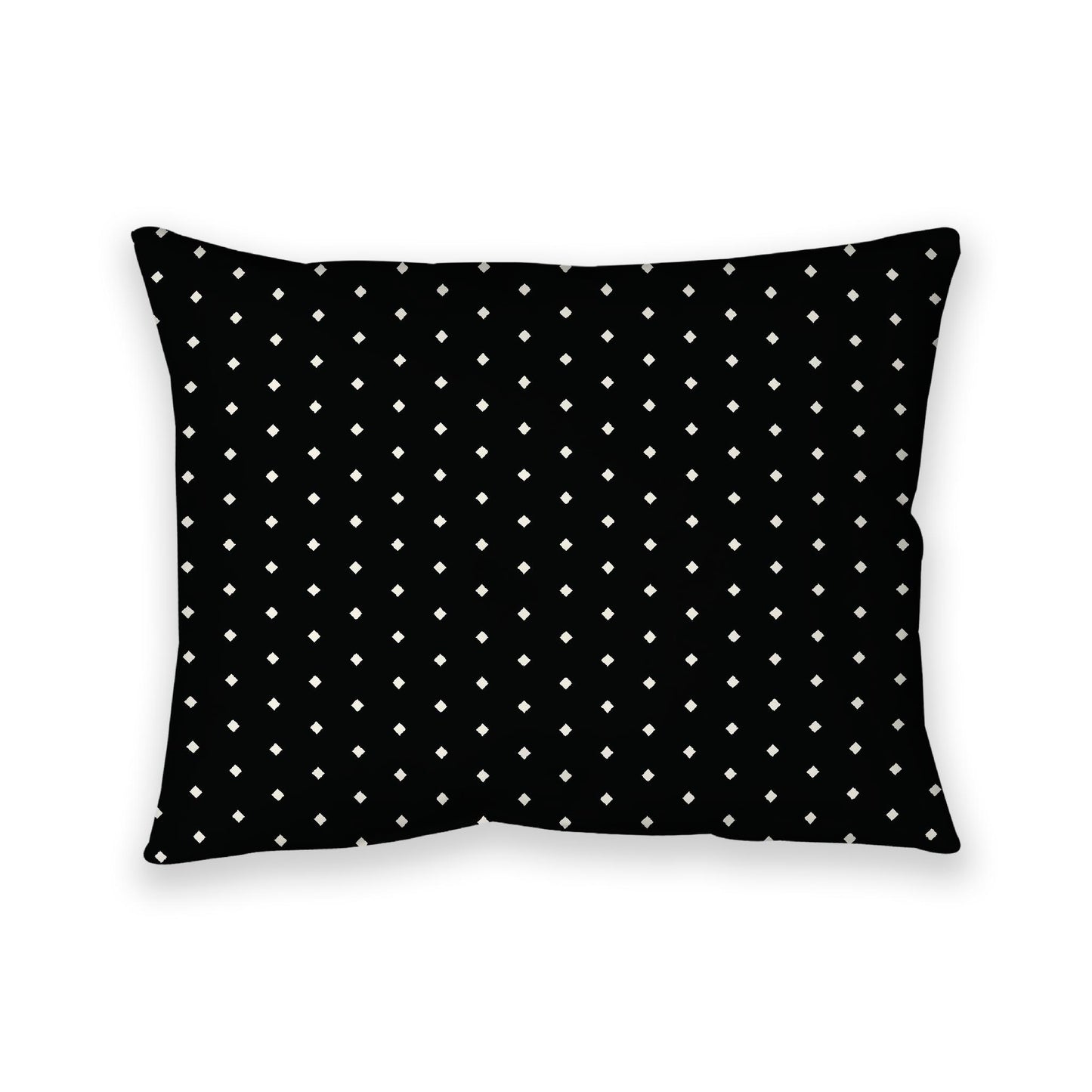 Black Cotton Canvas Cushion Covers with Fine Pale Cream Diamonds on Front, 26 x 20 inches / 66 x 51 cm