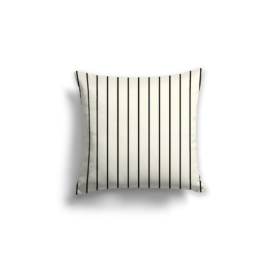 Pale Cream Cotton Canvas Cushion Covers with Fine Black Stripes on Front, 18 x 18 inches / 46 x 46 cm