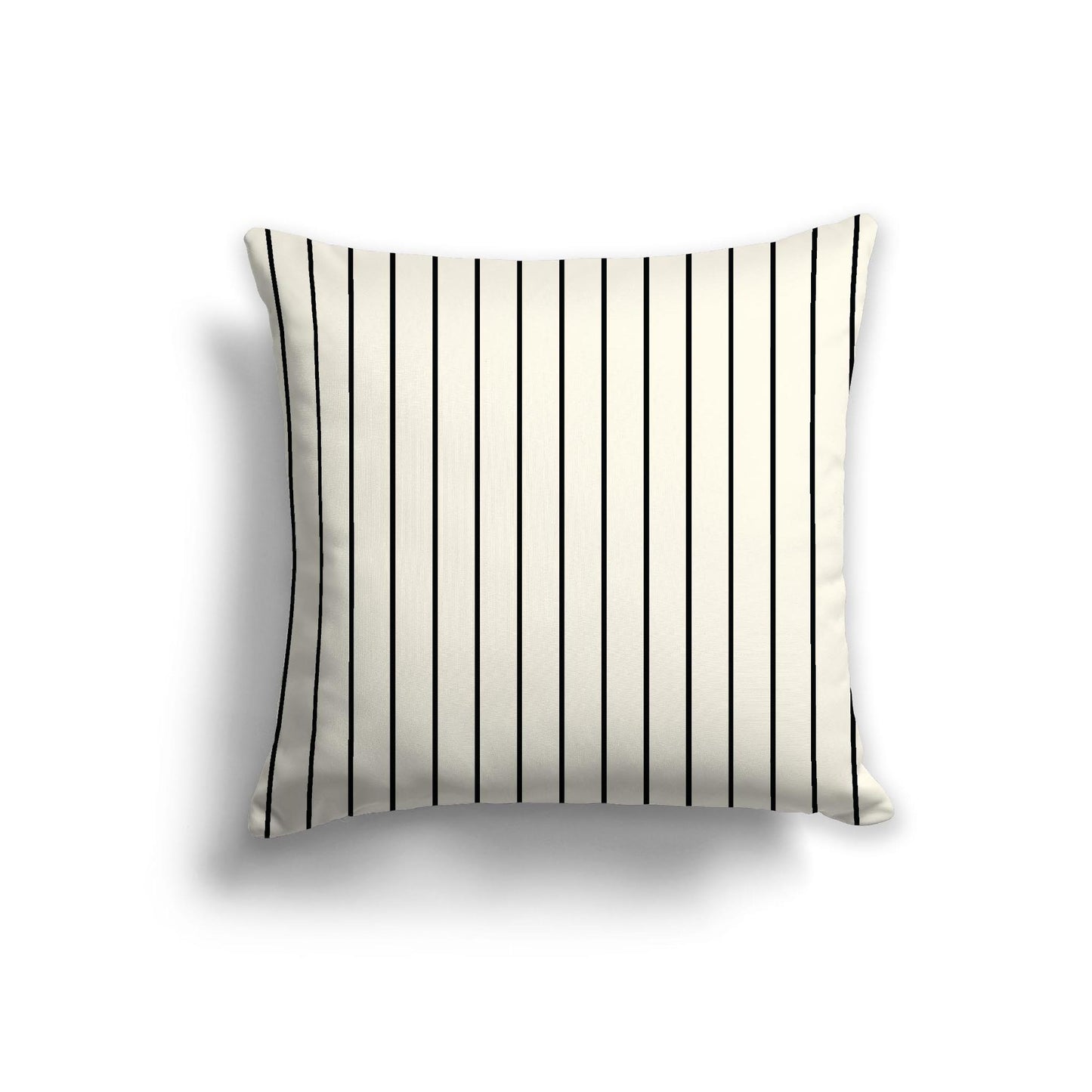 Pale Cream Cotton Canvas Cushion Covers with Fine Black Stripes on Front, 22 x 22 inches