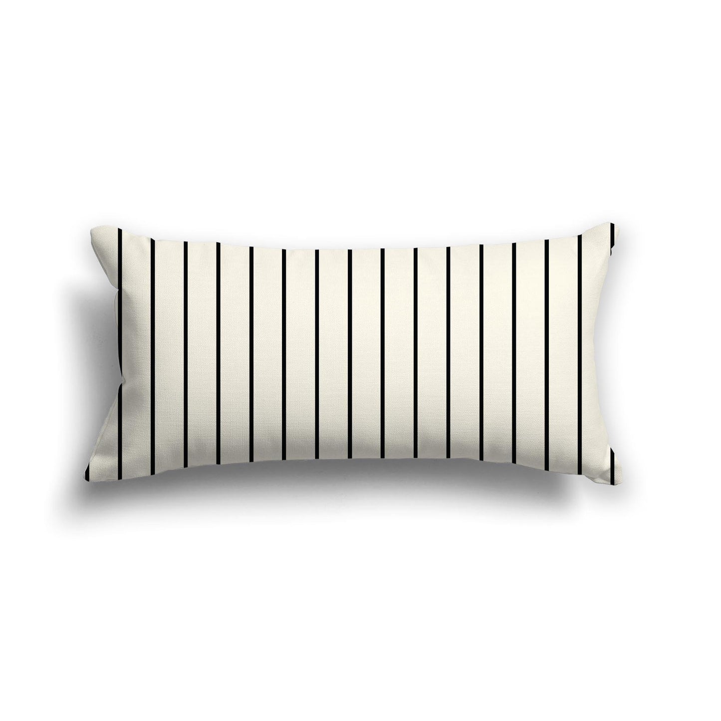 Pale Cream Cotton Canvas Cushion Covers with Fine Black Stripes on Front, 24 x 12 inches / 61 x 30 cm