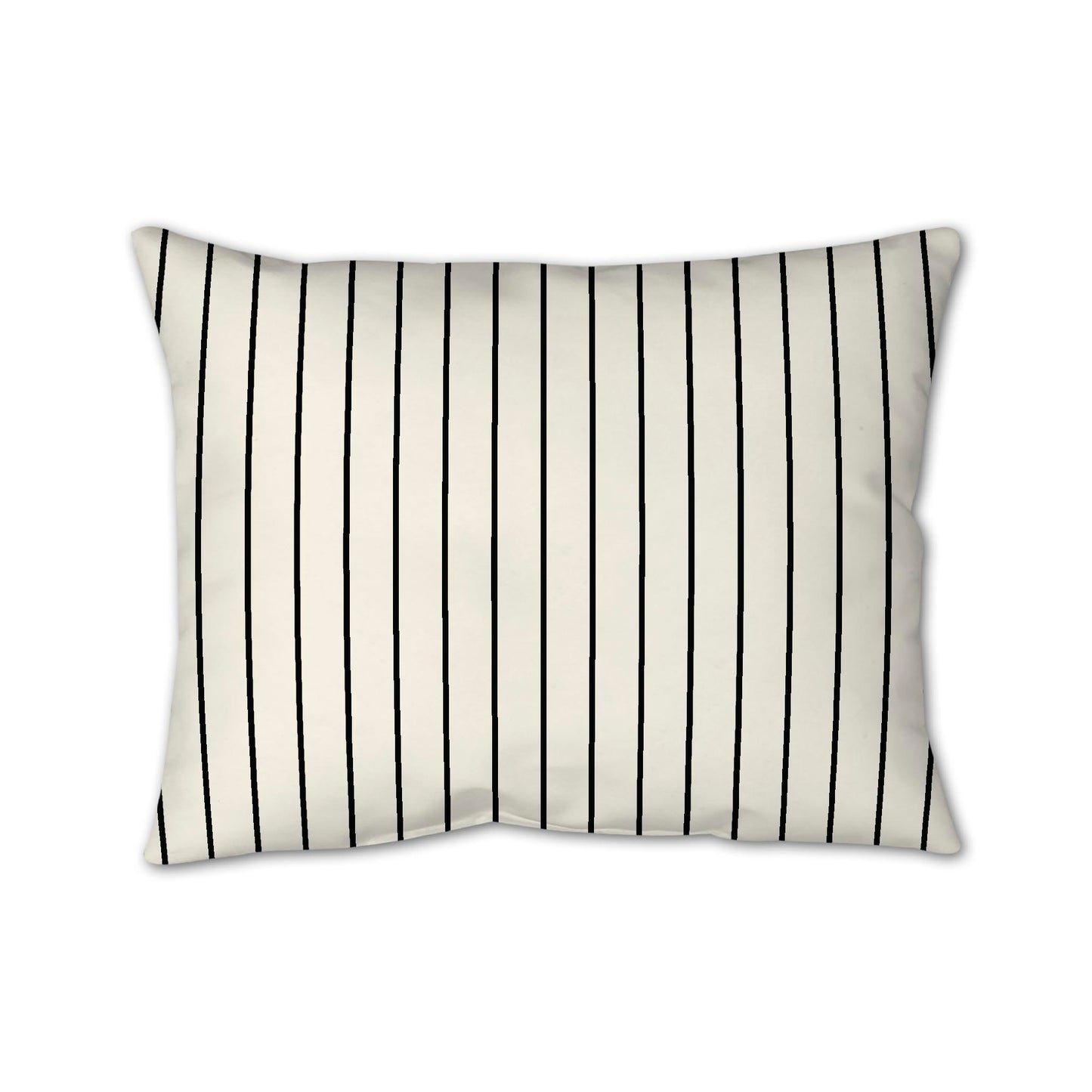 Pale Cream Cotton Canvas Cushion Covers with Fine Black Stripes on Front, 26 x 20 inches / 66 x 51 cm