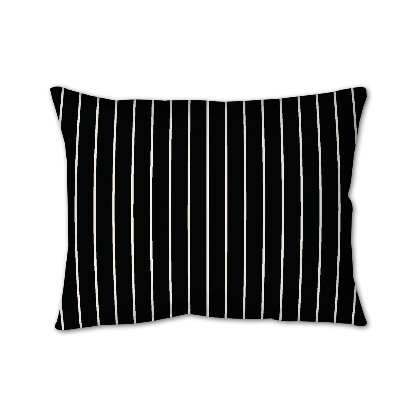 Black Cotton Canvas Cushion Covers with Fine Pale Cream Stripes on Front, 26 x 20 inches / 66 x 51 cm