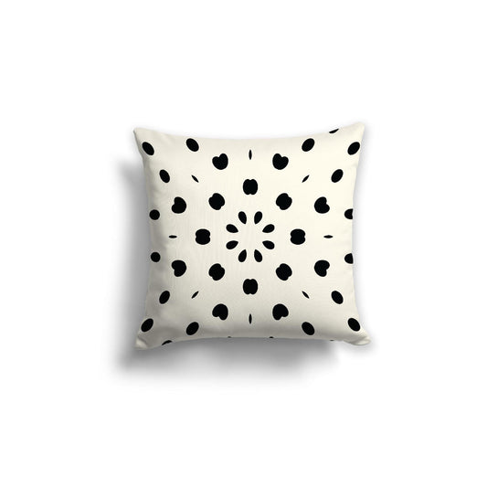 Pale Cream Cotton Canvas Cushion Covers with Black Burst Pattern on Front, 18 x 18 inches / 46 x 46 cm