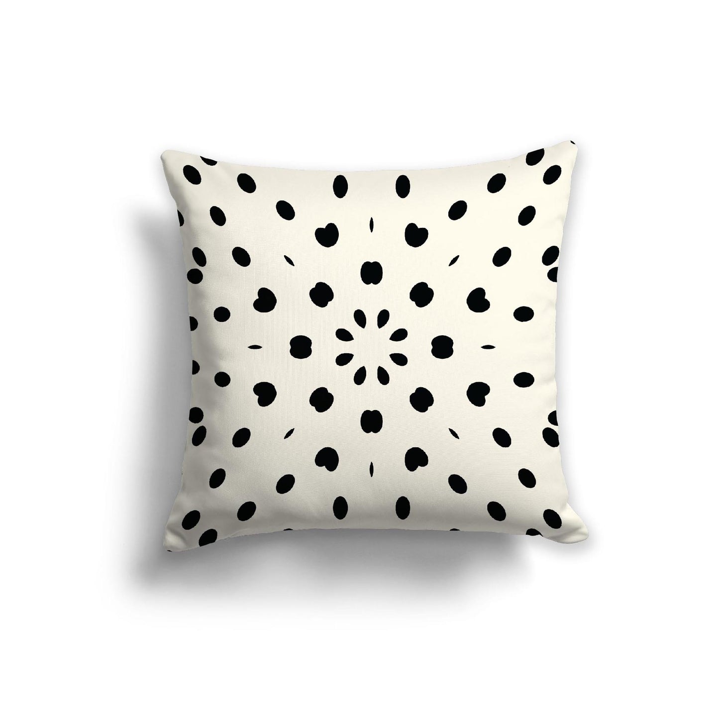Pale Cream Cotton Canvas Cushion Covers with Black Burst Pattern on Front, 22 x 22 inches