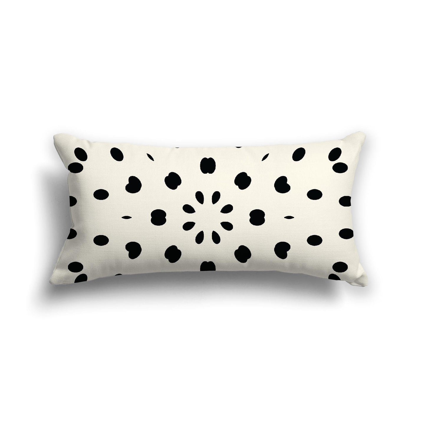 Pale Cream Cotton Canvas Cushion Covers with Black Burst Pattern on Front, 24 x 12 inches / 61 x 30 cm