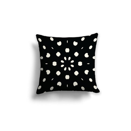 Black Cotton Canvas Cushion Covers with Pale Cream Burst Pattern on Front, 18 x 18 inches / 46 x 46 cm