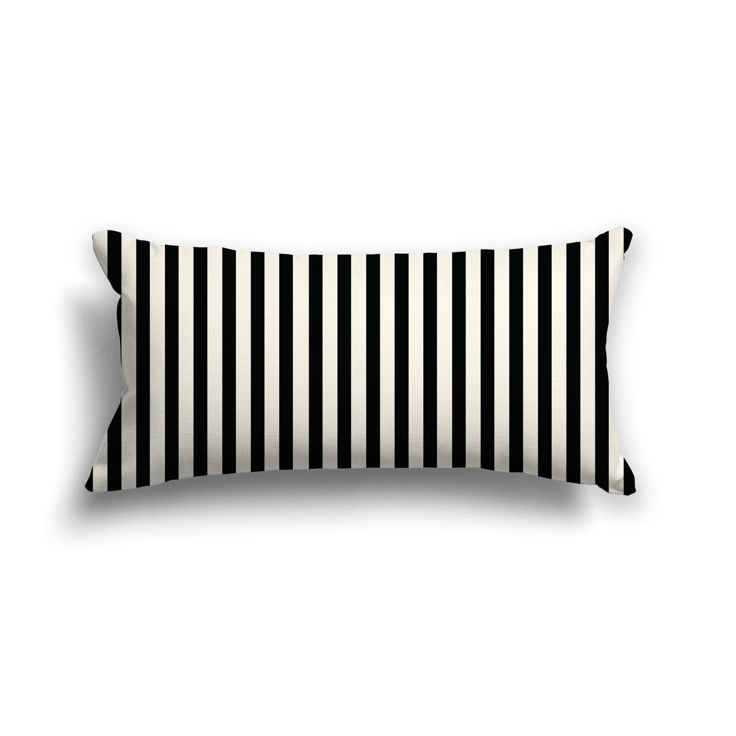 Pale Cream Cotton Canvas Cushion Covers with Thin Black Bars on Front, 24 x 12 inches / 61 x 30 cm