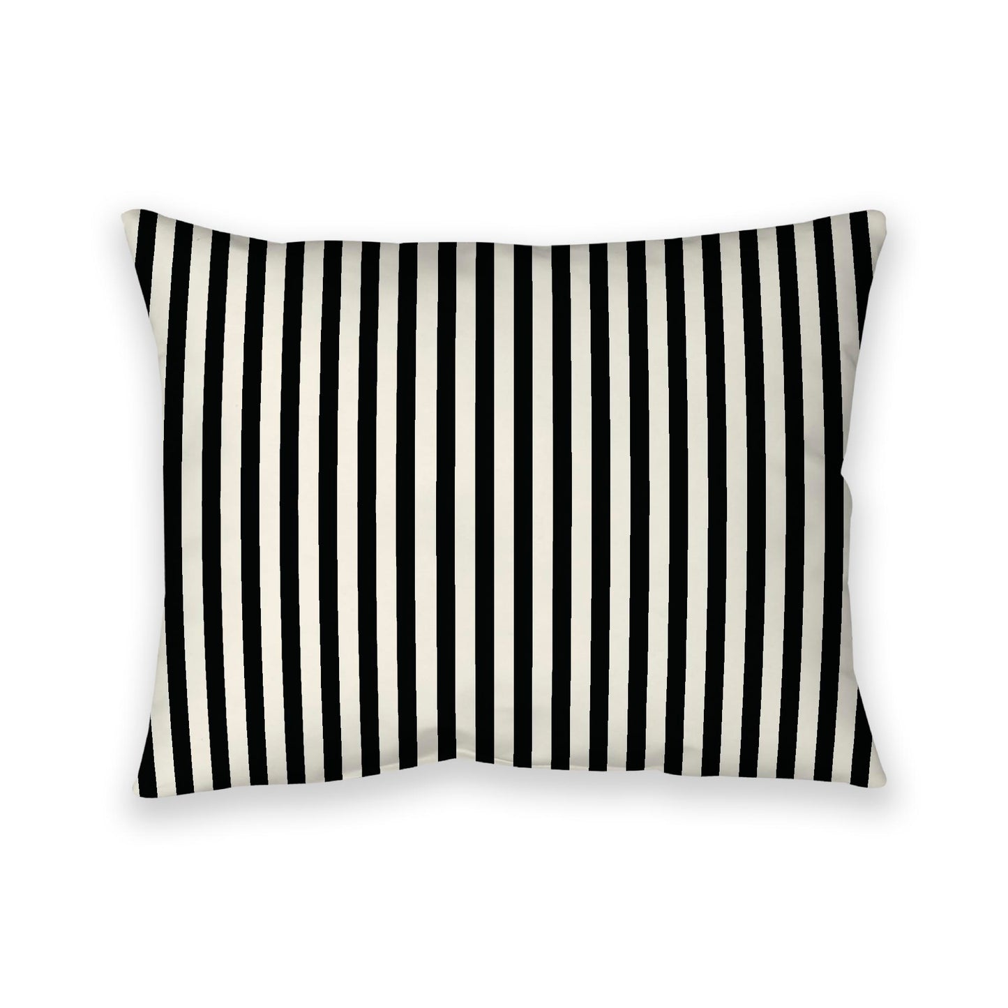 Pale Cream Cotton Canvas Cushion Covers with Thin Black Bars on Front, 26 x 20 inches / 66 x 51 cm
