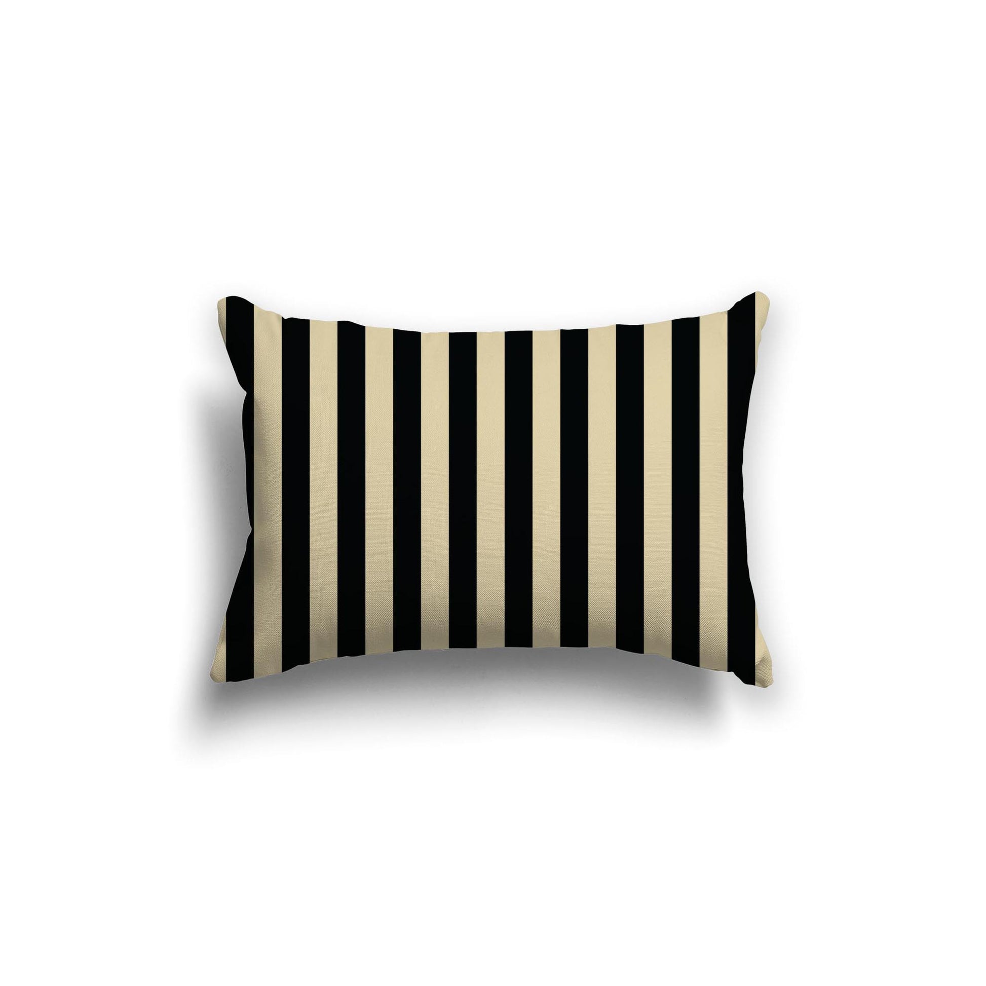 Desert Sand Cotton Canvas Cushion Covers with Black Bars on Front, 20 x 14 inches