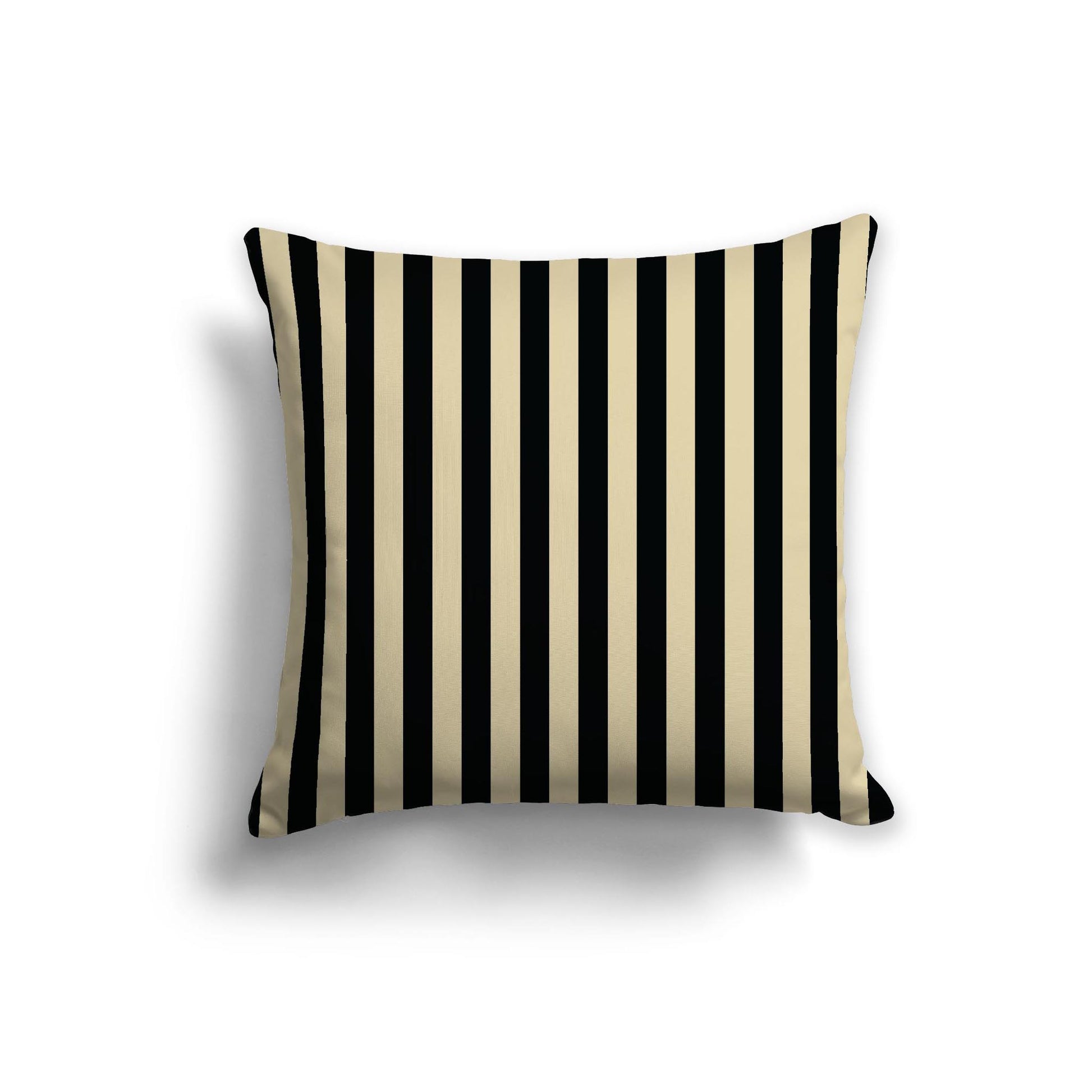 Desert Sand Cotton Canvas Cushion Covers with Black Bars on Front, 22 x 22 inches