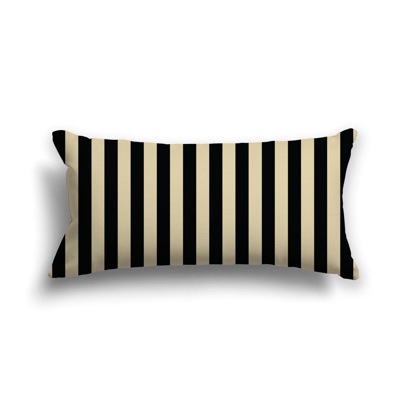 Desert Sand Cotton Canvas Cushion Covers with Black Bars on Front, 24 x 12 inches / 61 x 30 cm