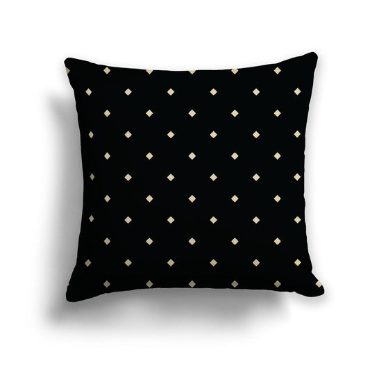 Black Cotton Canvas Cushion Covers with Desert Sand Diamonds on Front, 18 x 18 inches / 46 x 46 cm