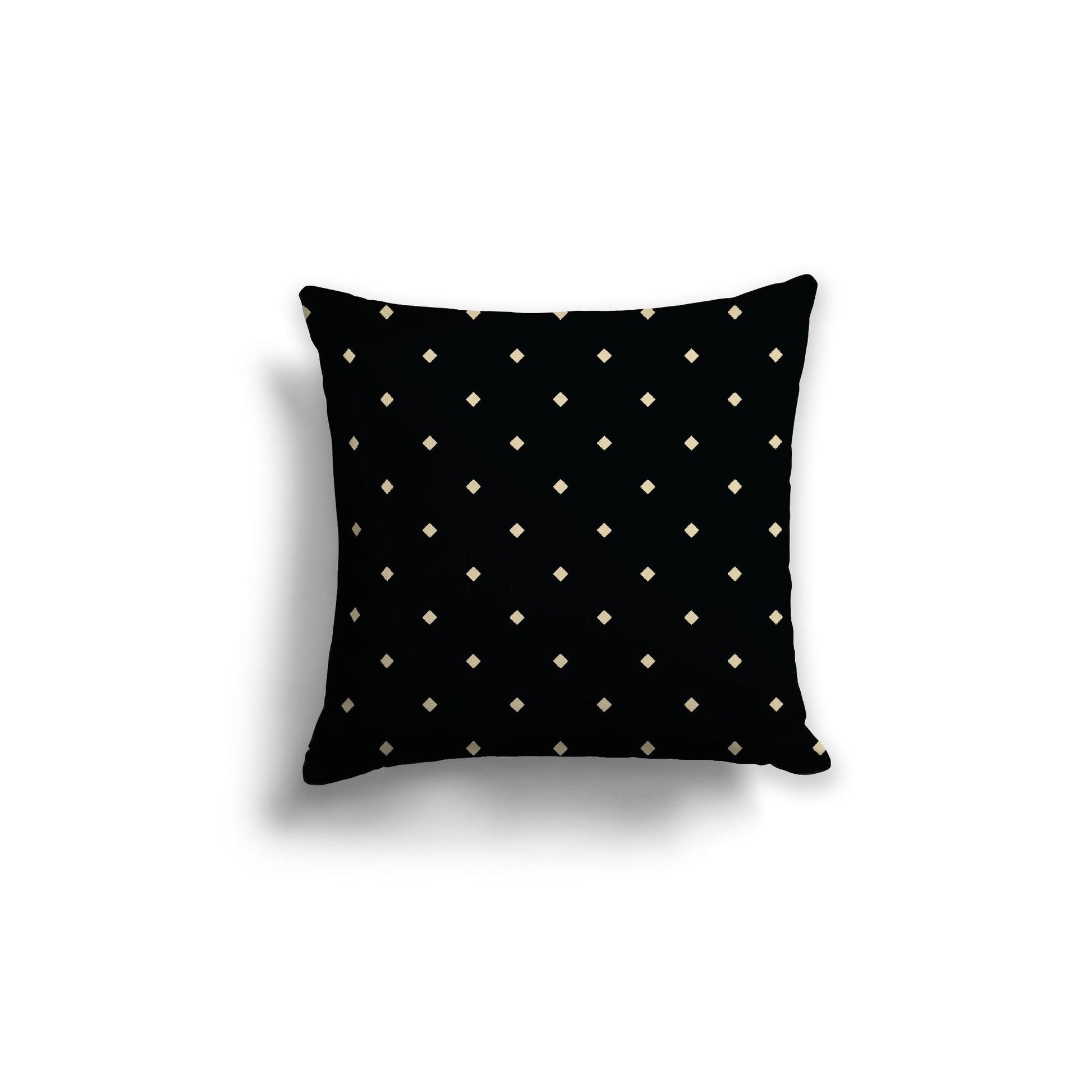 Black Cotton Canvas Cushion Covers with Desert Sand Diamonds on Front, 18 x 18 inches / 46 x 46 cm
