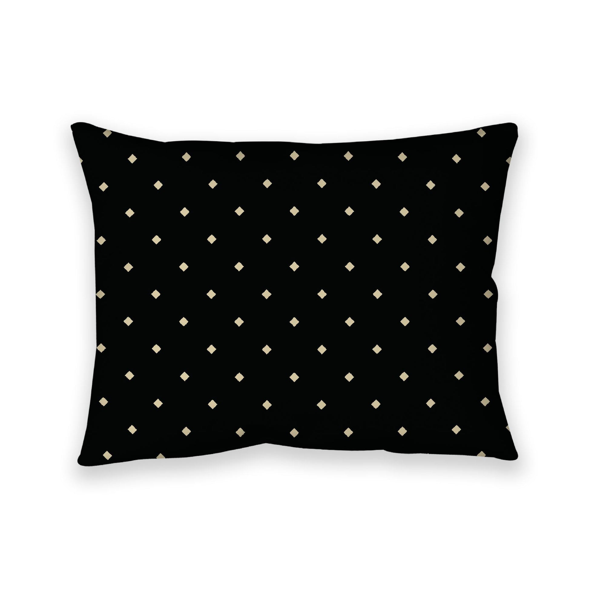 Black Cotton Canvas Cushion Covers with Desert Sand Diamonds on Front, 26 x 20 inches / 66 x 51 cm