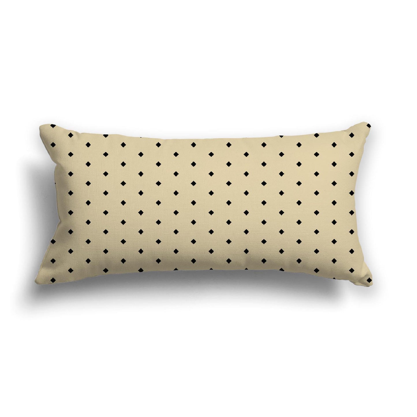 Desert Sand Cotton Canvas Cushion Covers with Fine Black Diamonds on Front, 24 x 12 inches / 61 x 30 cm