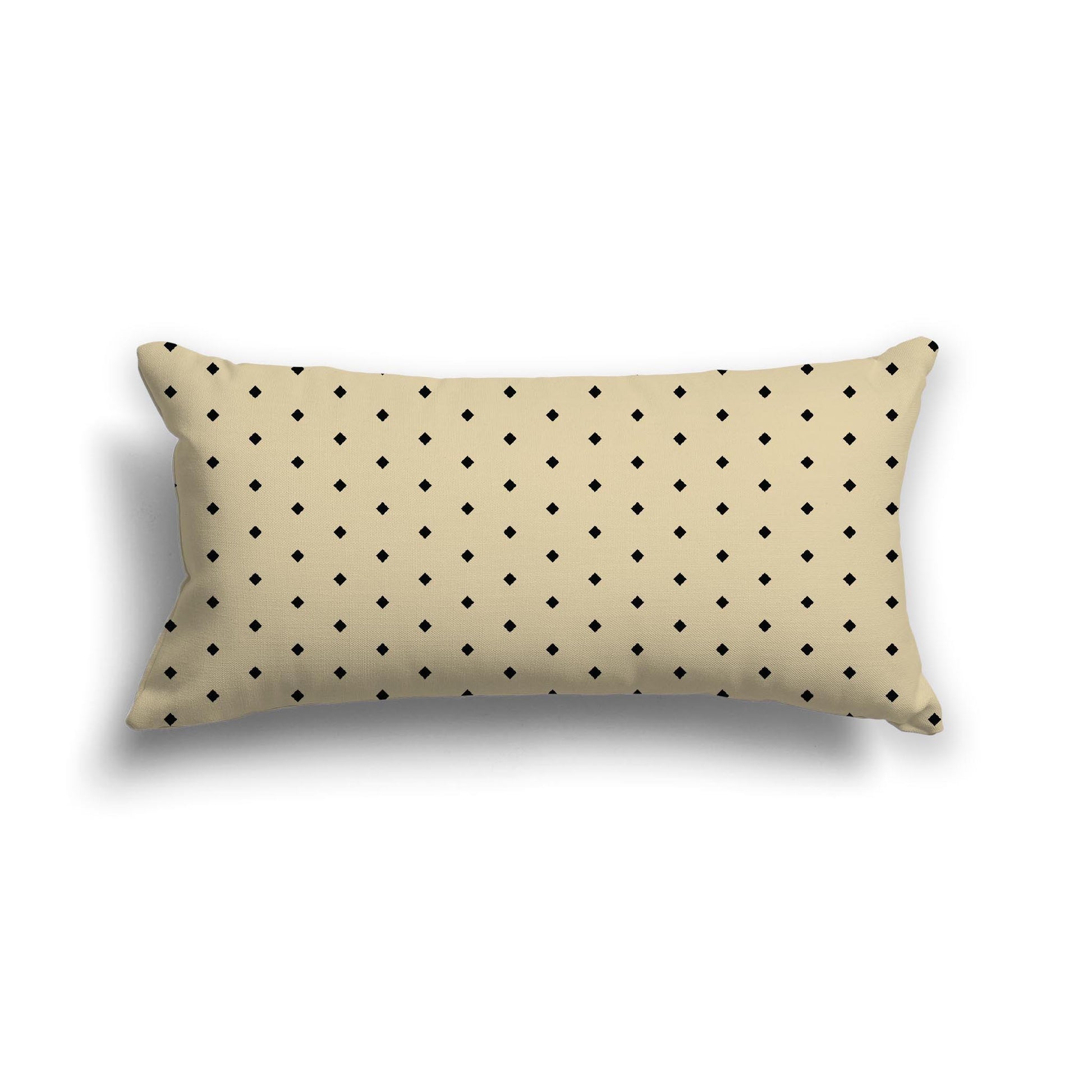 Desert Sand Cotton Canvas Cushion Covers with Fine Black Diamonds on Front, 24 x 12 inches / 61 x 30 cm