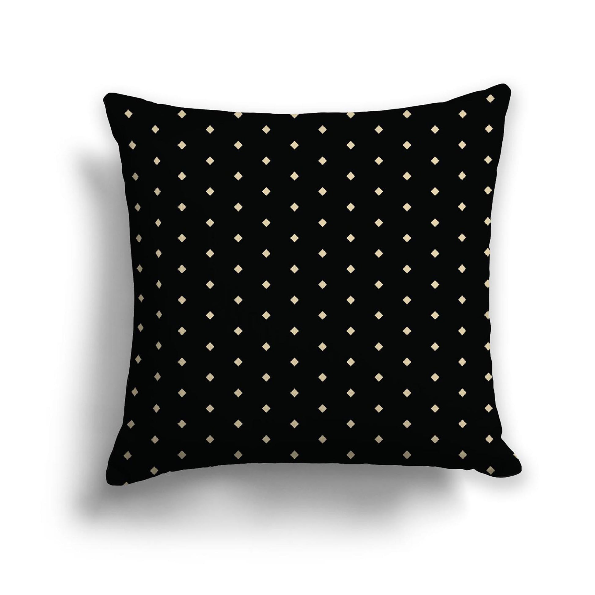 Black Cotton Canvas Cushion Covers with Fine Desert Sand Diamonds on Front, 18 x 18 inches / 46 x 46 cm