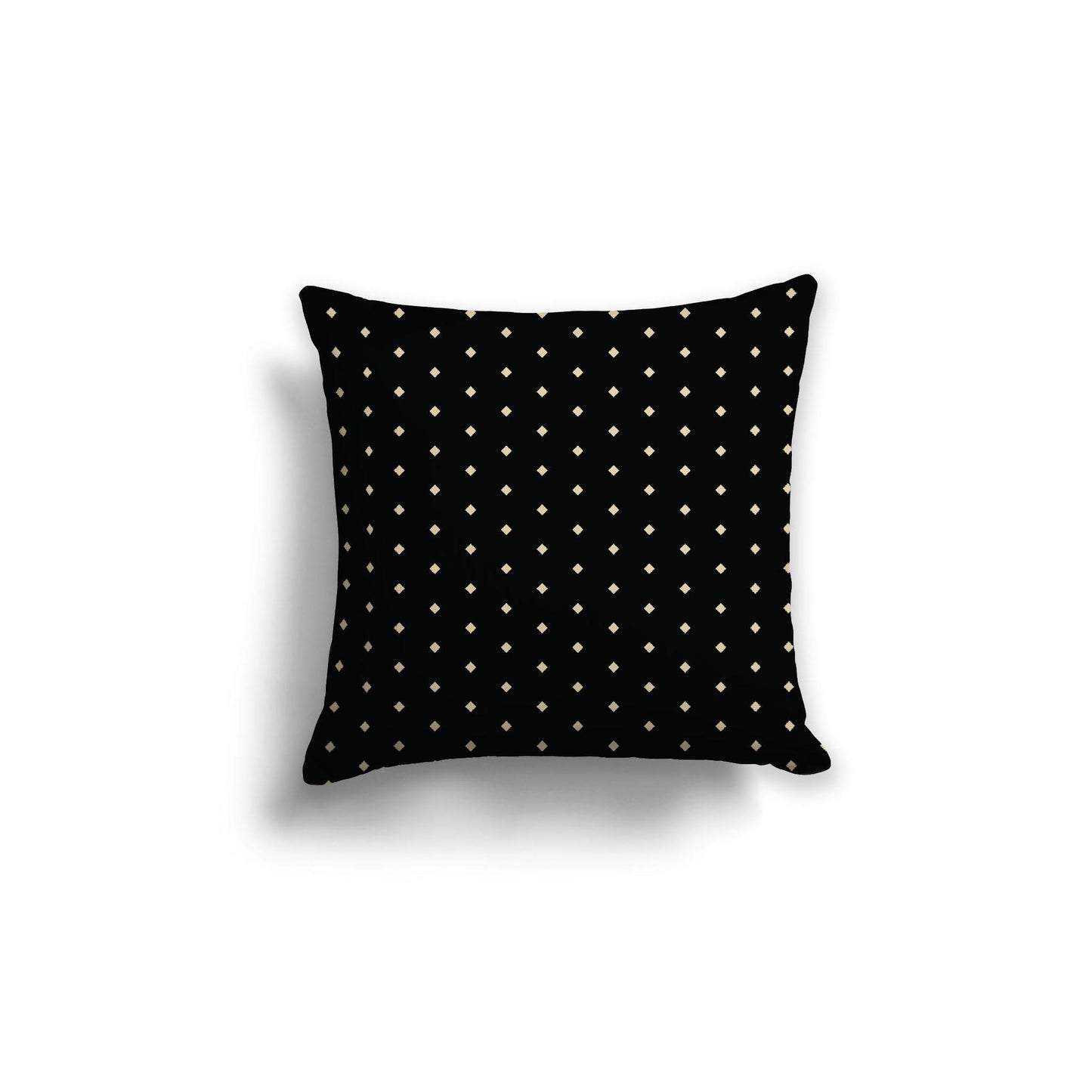 Black Cotton Canvas Cushion Covers with Fine Desert Sand Diamonds on Front, 18 x 18 inches / 46 x 46 cm
