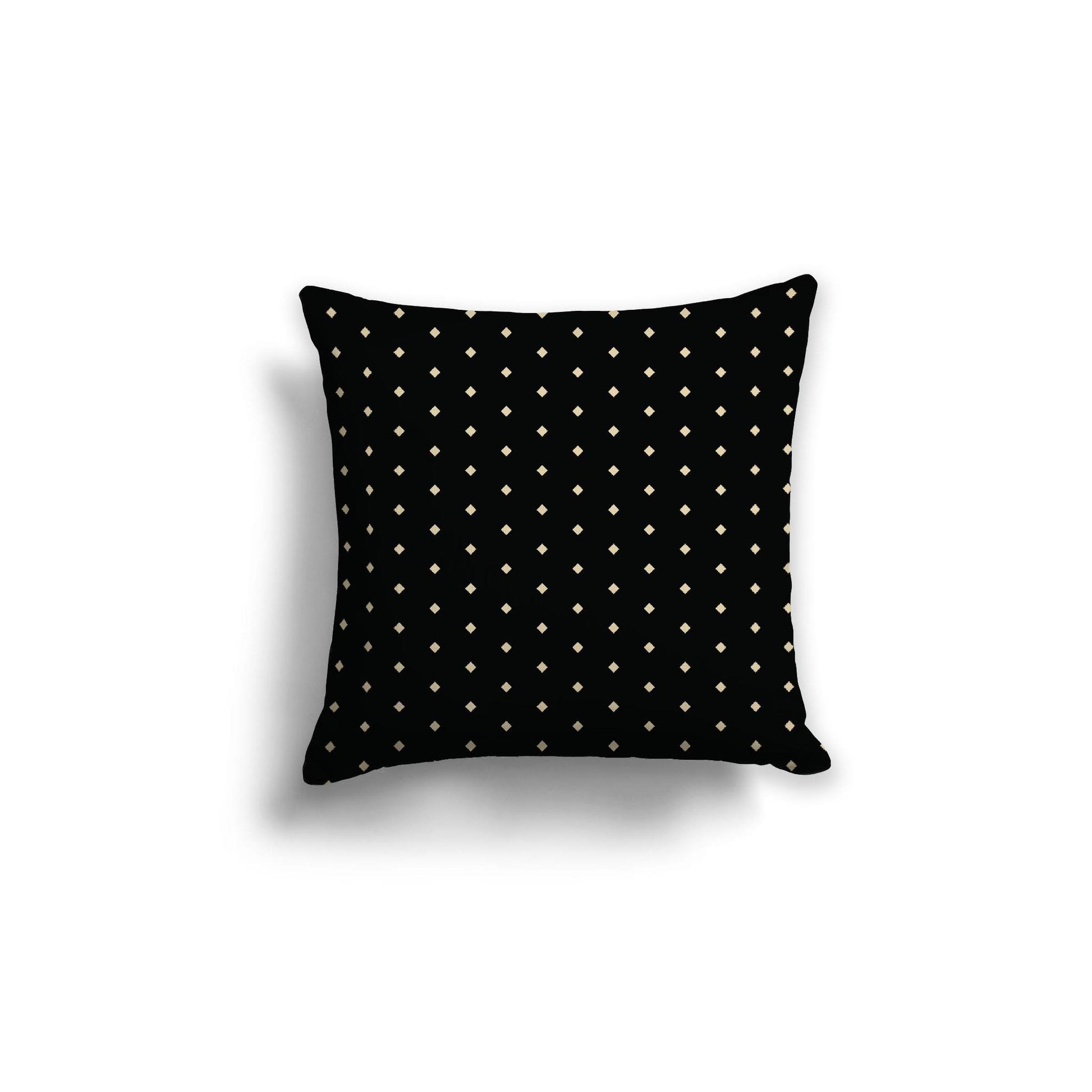 Black Cotton Canvas Cushion Covers with Fine Desert Sand Diamonds on Front, 18 x 18 inches / 46 x 46 cm