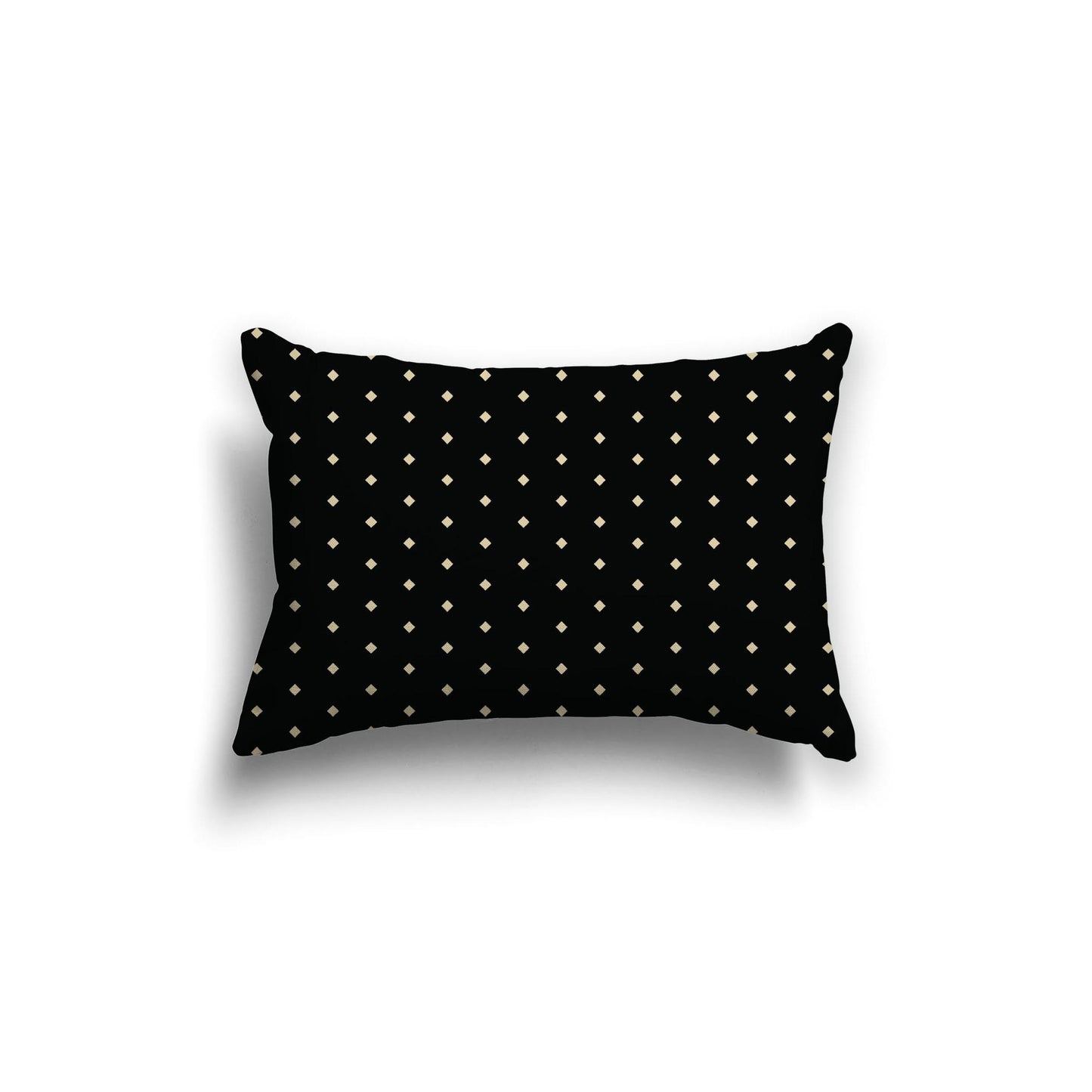 Black Cotton Canvas Cushion Covers with Fine Desert Sand Diamonds on Front, 20 x 14 inches