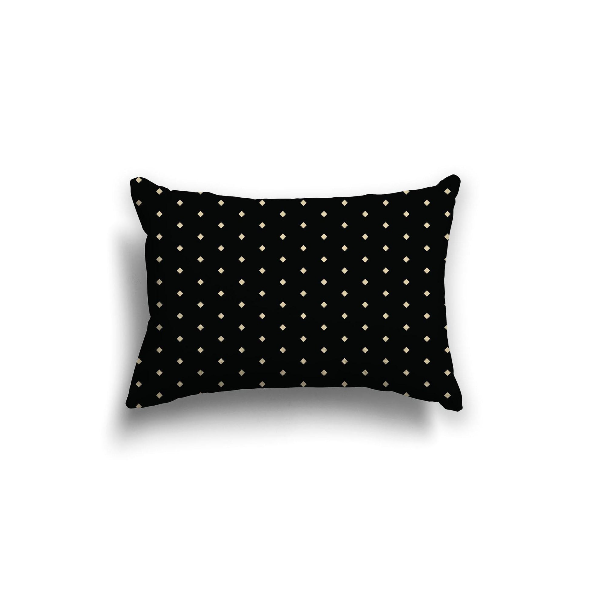 Black Cotton Canvas Cushion Covers with Fine Desert Sand Diamonds on Front, 20 x 14 inches