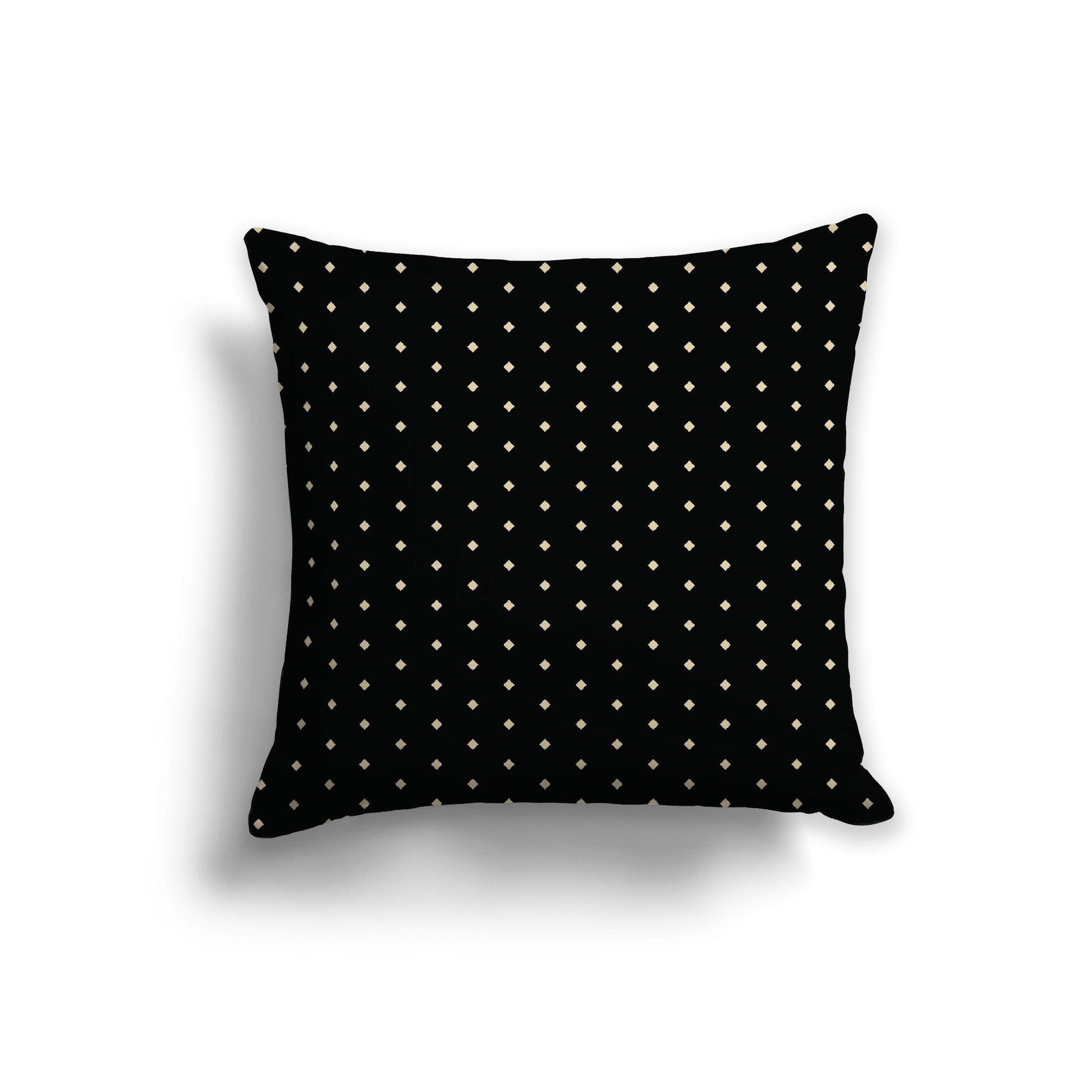 Black Cotton Canvas Cushion Covers with Fine Desert Sand Diamonds on Front, 22 x 22 inches