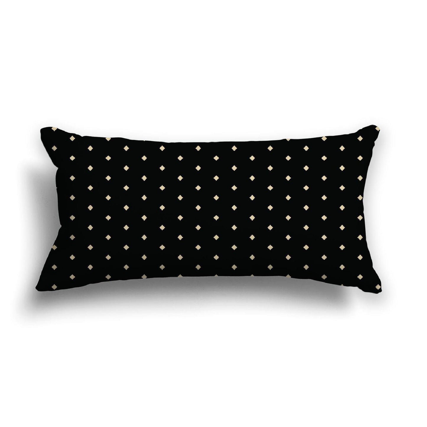 Black Cotton Canvas Cushion Covers with Fine Desert Sand Diamonds on Front, 24 x 12 inches / 61 x 30 cm