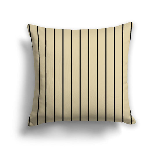 Desert Sand Cotton Canvas Cushion Covers with Fine Black Stripes on Front, 18 x 18 inches / 46 x 46 cm