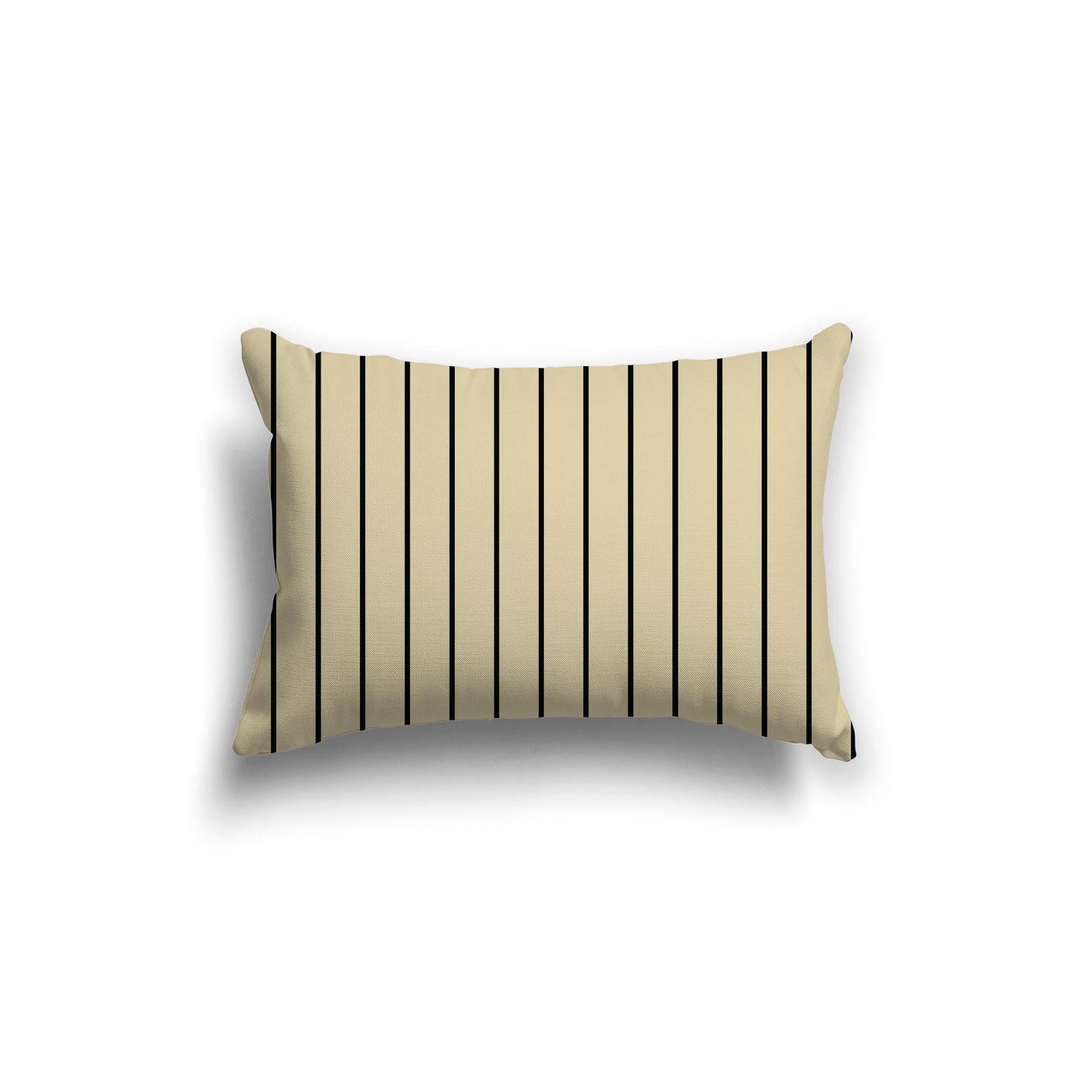 Desert Sand Cotton Canvas Cushion Covers with Fine Black Stripes on Front, 20 x 14 inches