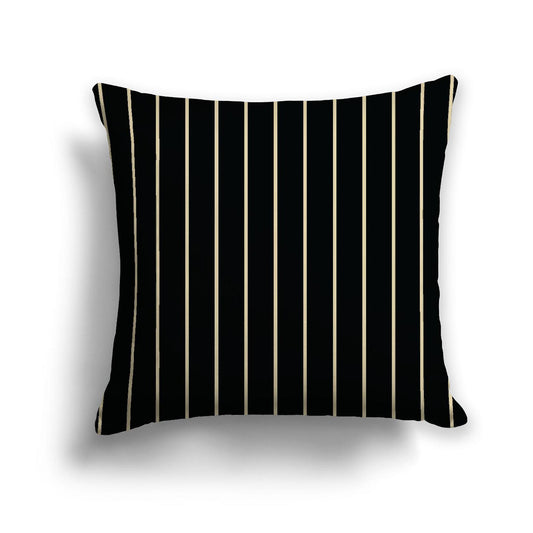 Black Cotton Canvas Cushion Covers with Fine Desert Sand Stripes on Front, 18 x 18 inches / 46 x 46 cm