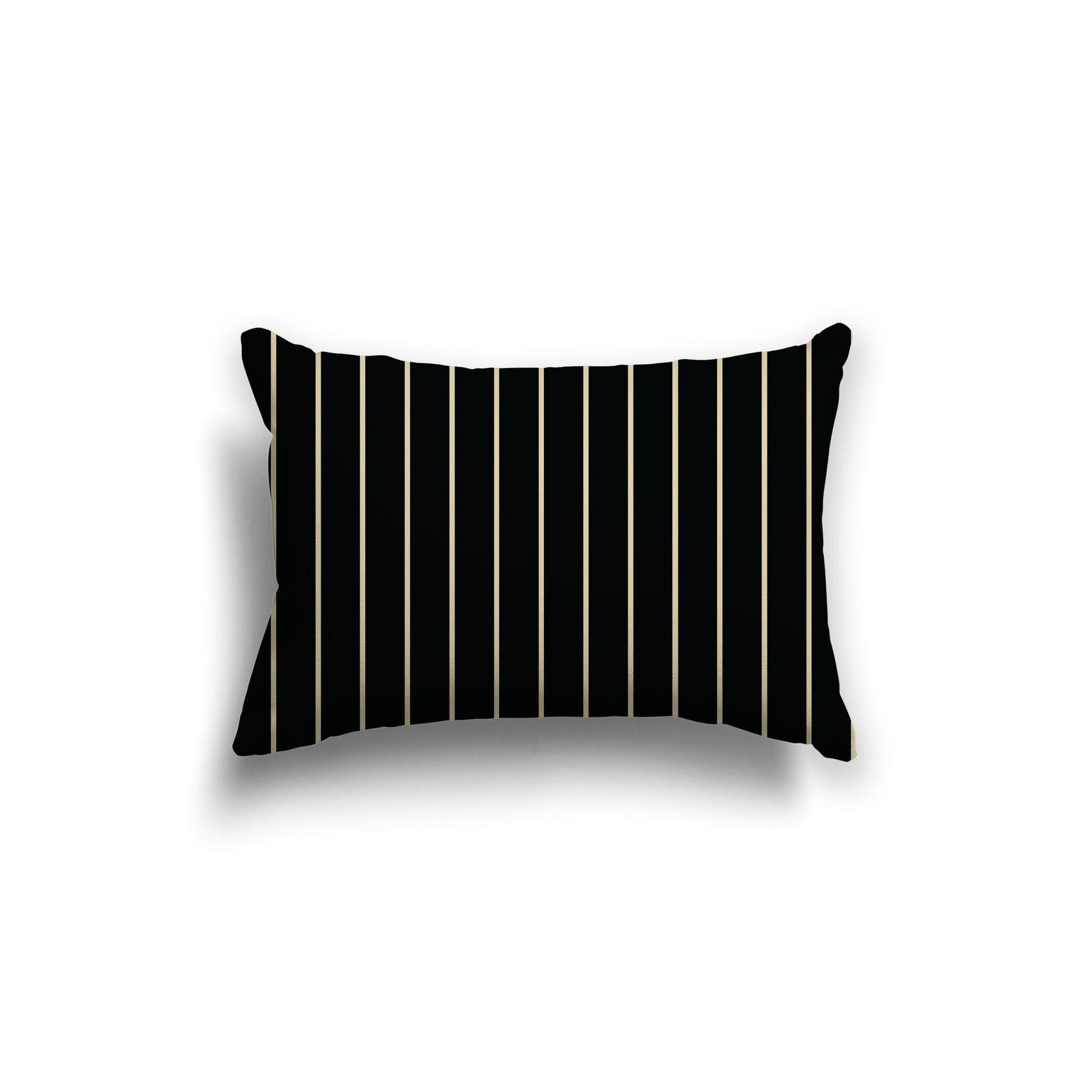 Black Cotton Canvas Cushion Covers with Fine Desert Sand Stripes on Front, 20 x 14 inches