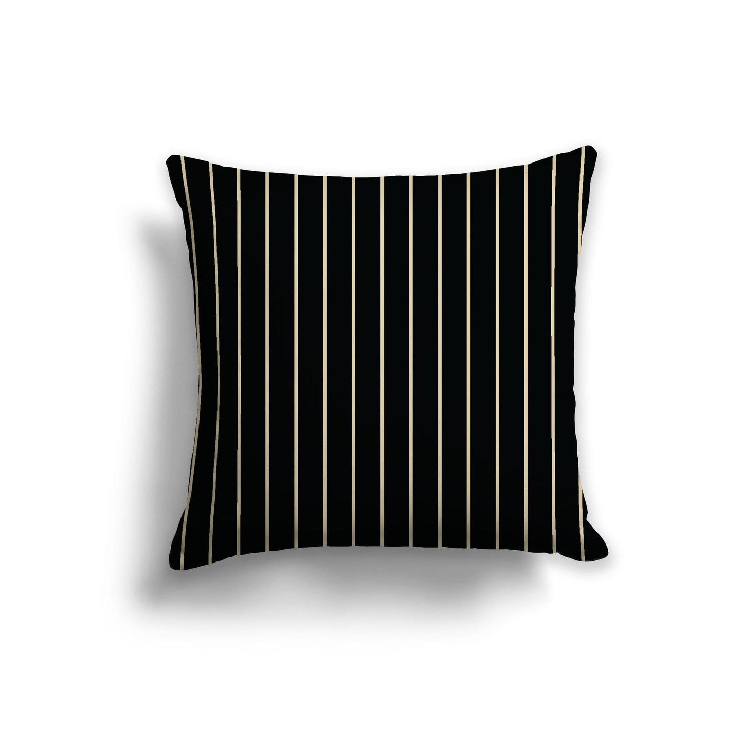 Black Cotton Canvas Cushion Covers with Fine Desert Sand Stripes on Front, 22 x 22 inches