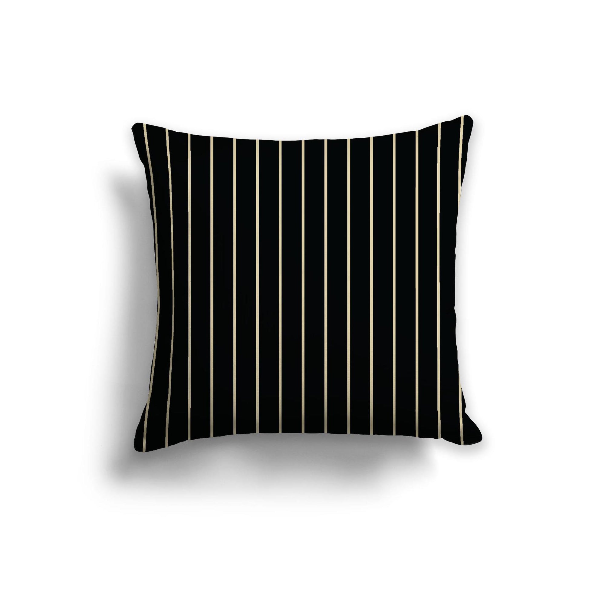 Black Cotton Canvas Cushion Covers with Fine Desert Sand Stripes on Front, 22 x 22 inches