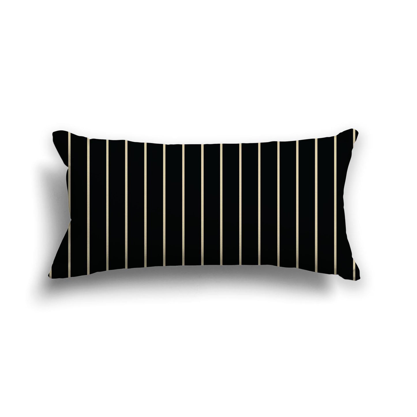 Black Cotton Canvas Cushion Covers with Fine Desert Sand Stripes on Front, 24 x 12 inches / 61 x 30 cm