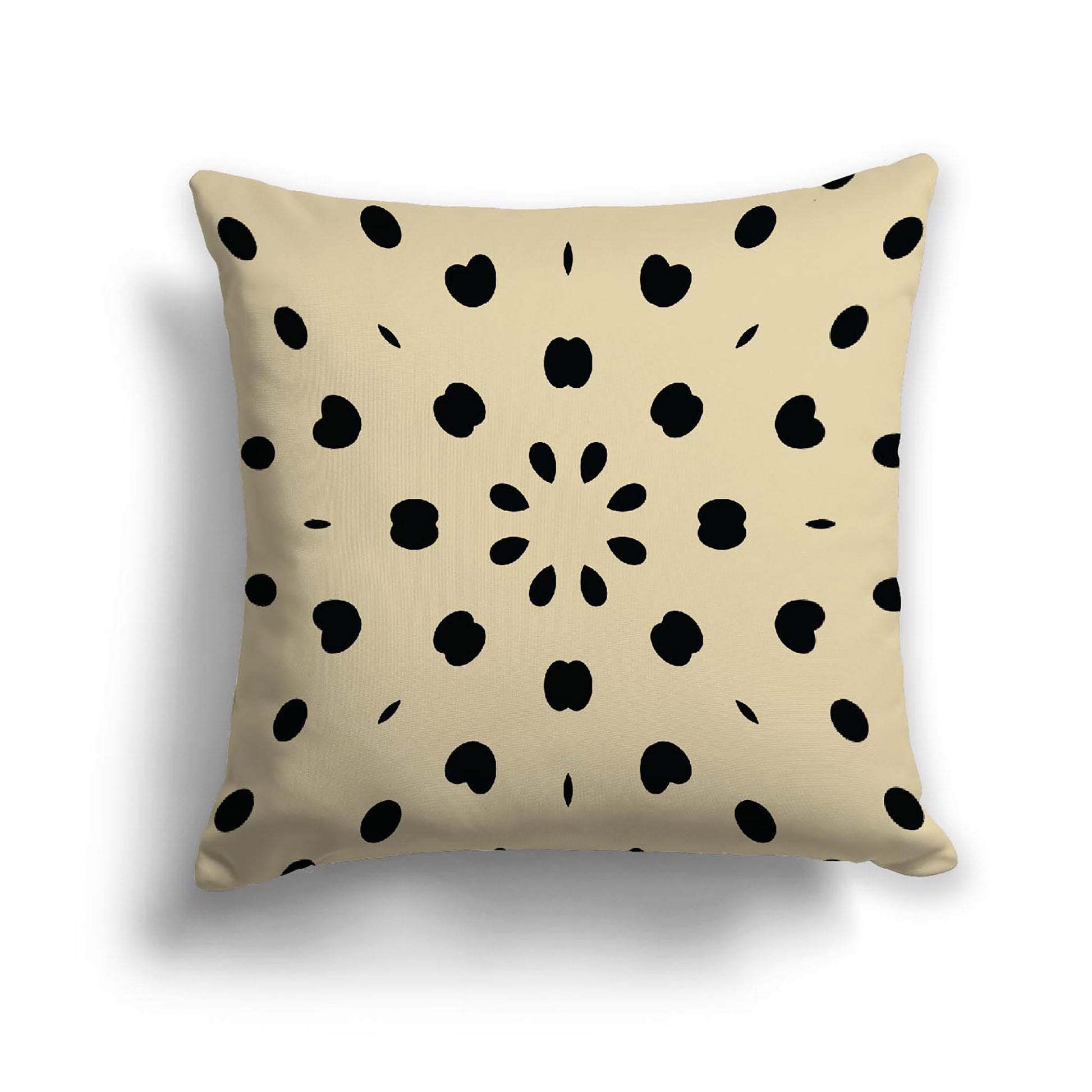 Desert Sand Cotton Canvas Cushion Covers with Black Burst Pattern on Front, 18 x 18 inches / 46 x 46 cm