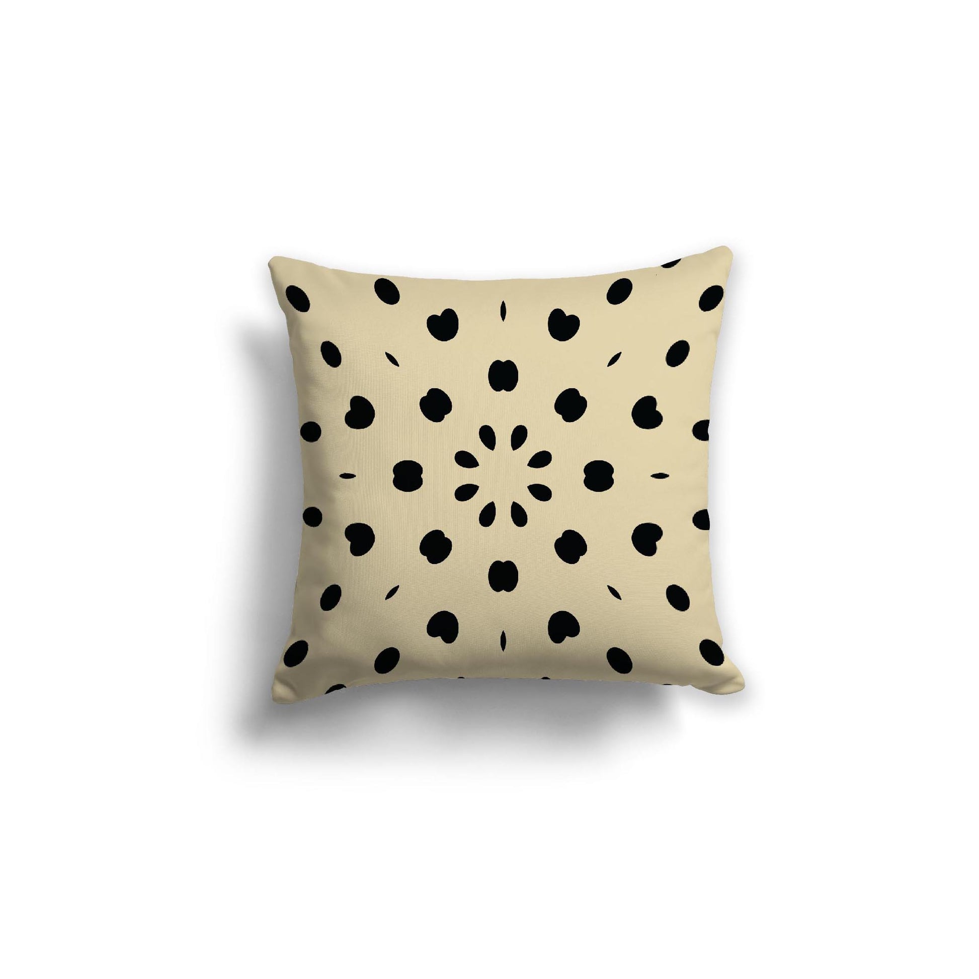 Desert Sand Cotton Canvas Cushion Covers with Black Burst Pattern on Front, 18 x 18 inches / 46 x 46 cm