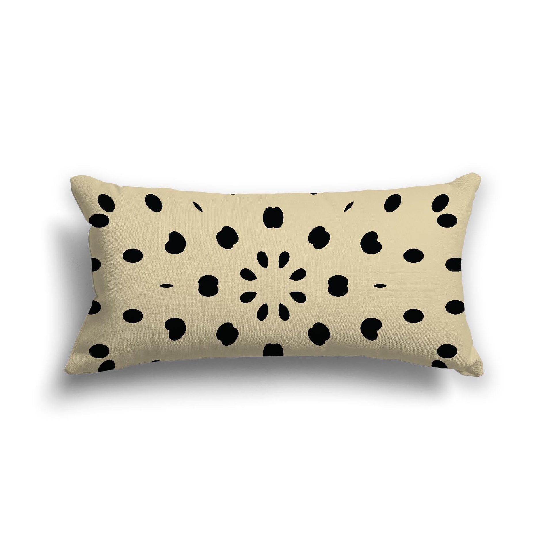 Desert Sand Cotton Canvas Cushion Covers with Black Burst Pattern on Front, 24 x 12 inches / 61 x 30 cm