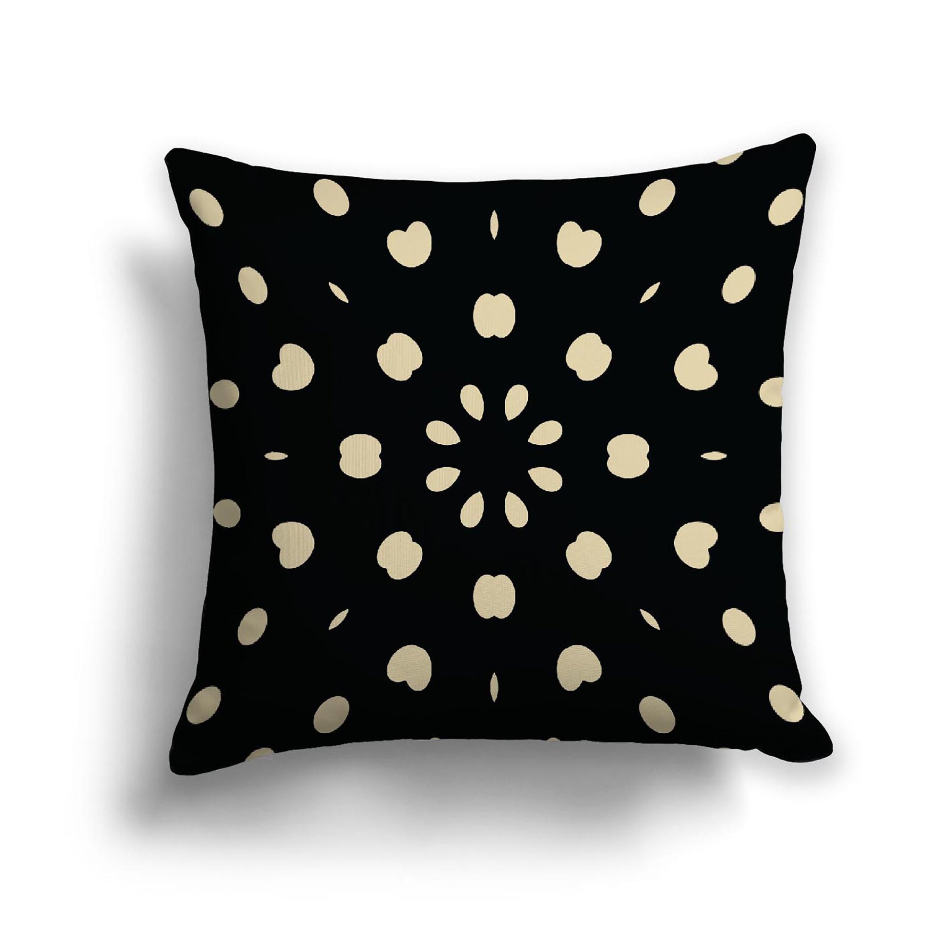 Black Cotton Canvas Cushion Covers with Desert Sand Burst Pattern on Front, 18 x 18 inches / 46 x 46 cm