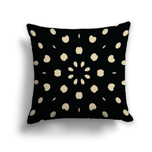 Black Cotton Canvas Cushion Covers with Desert Sand Burst Pattern on Front, 18 x 18 inches / 46 x 46 cm