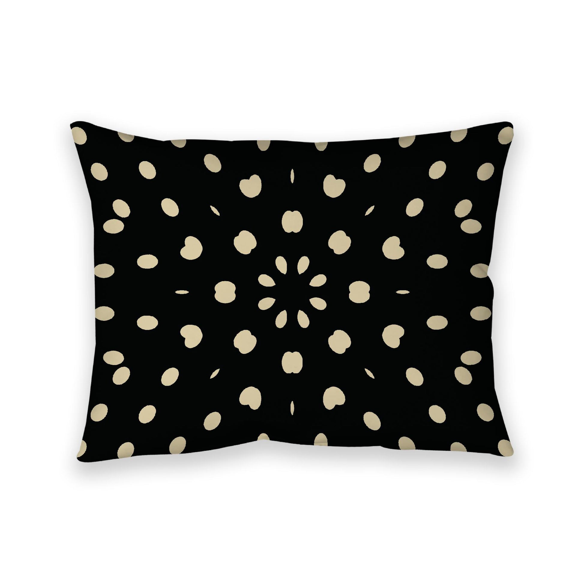 Black Cotton Canvas Cushion Covers with Desert Sand Burst Pattern on Front, 26 x 20 inches / 66 x 51 cm