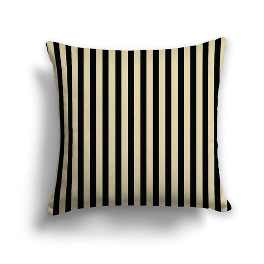 Desert Sand Cotton Canvas Cushion Covers with Thin Black Bars on Front, 18 x 18 inches / 46 x 46 cm