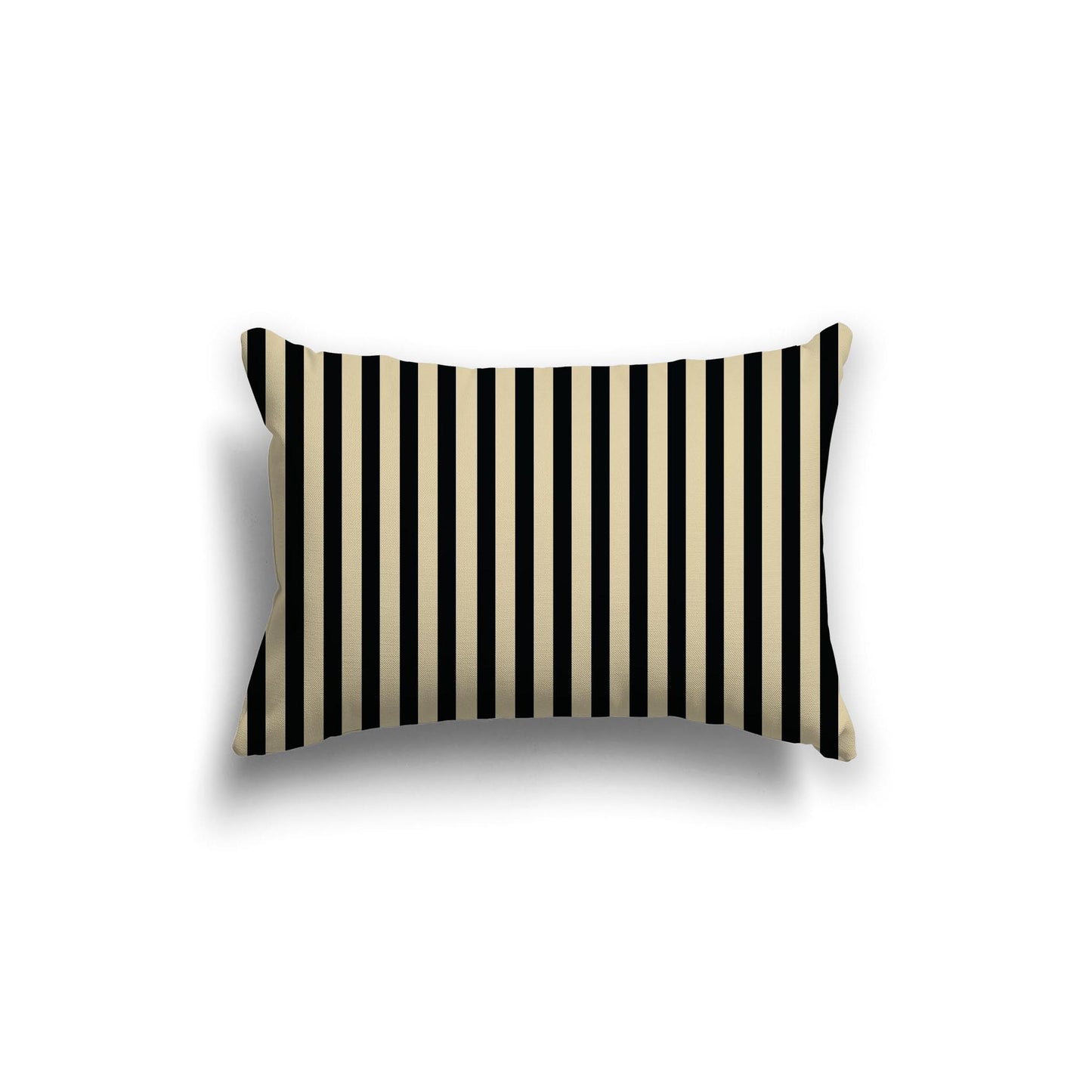Desert Sand Cotton Canvas Cushion Covers with Thin Black Bars on Front, 20 x 14 inches