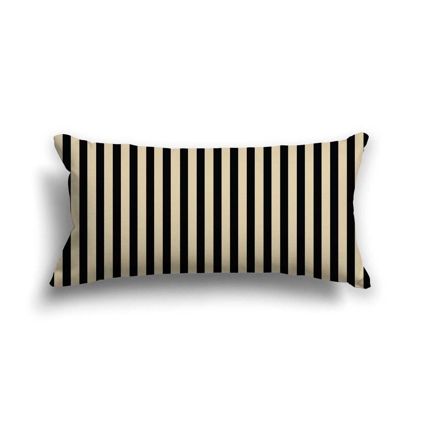 Desert Sand Cotton Canvas Cushion Covers with Thin Black Bars on Front, 24 x 12 inches / 61 x 30 cm