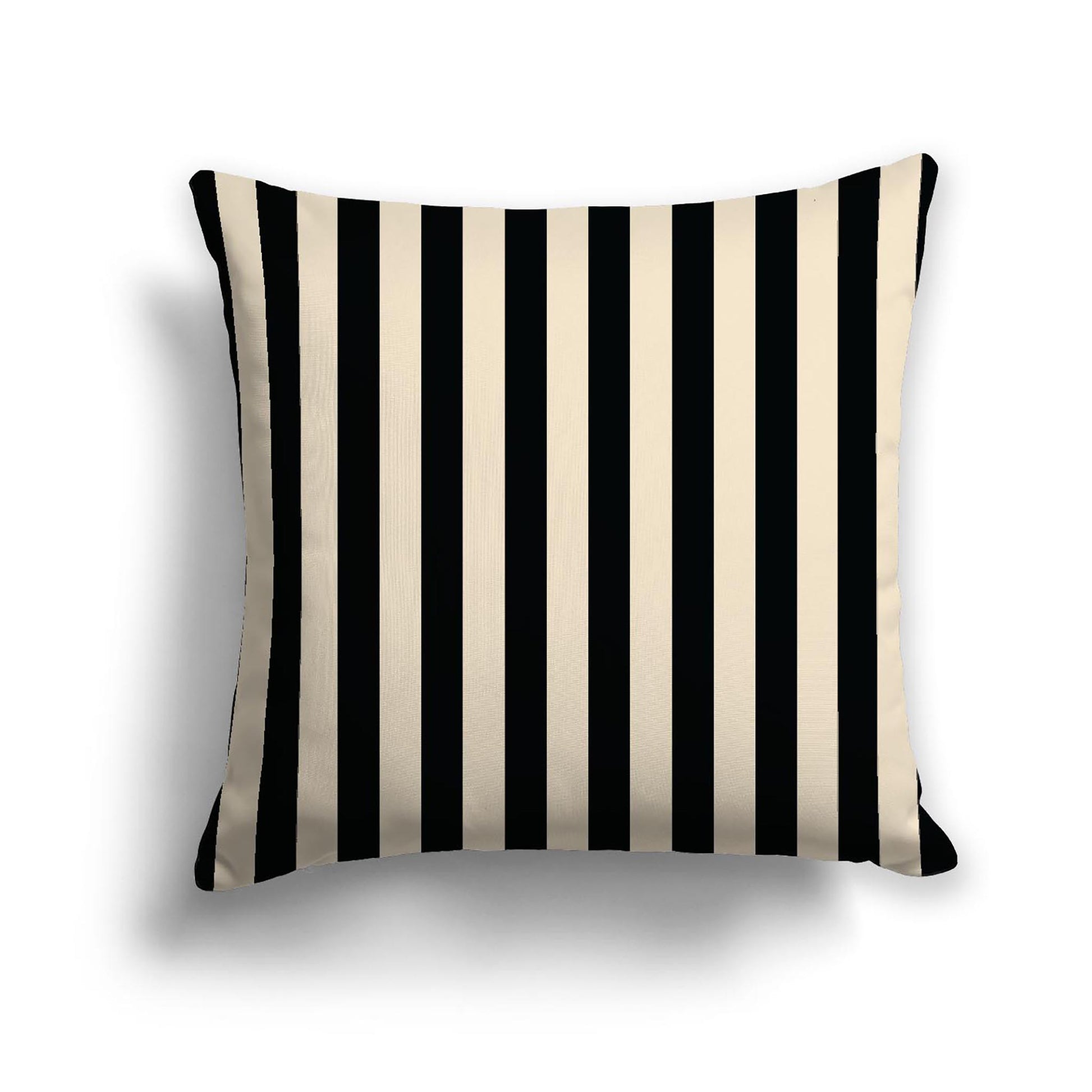 Beige Cotton Canvas Cushion Covers with Black Bars on Front, 18 x 18 inches / 46 x 46 cm