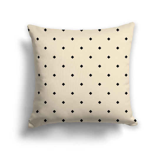 Beige Cotton Canvas Cushion Covers with Black Diamonds on Front, 18 x 18 inches / 46 x 46 cm