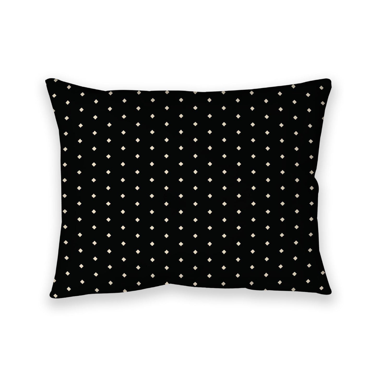 Black Cotton Canvas Cushion Covers with Fine Beige Diamonds on Front, 26 x 20 inches / 66 x 51 cm
