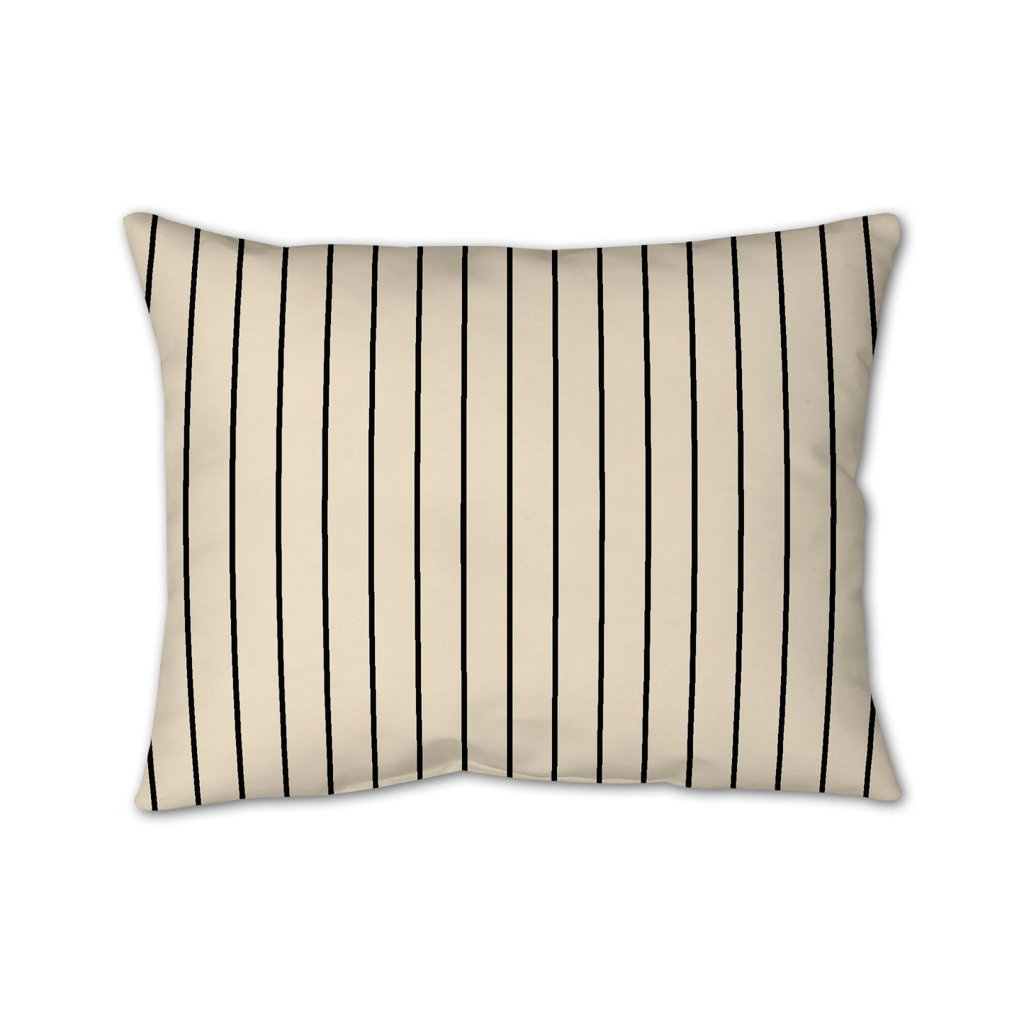 Beige Cotton Canvas Cushion Covers with Fine Black Stripes on Front, 26 x 20 inches / 66 x 51 cm