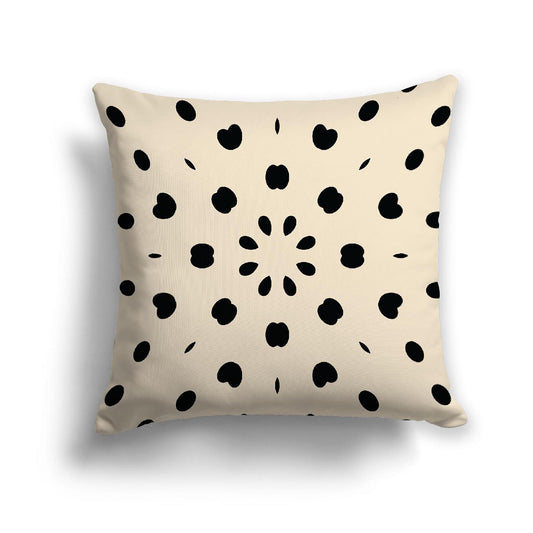 Beige Cotton Canvas Cushion Covers with Black Burst Pattern on Front, 18 x 18 inches / 46 x 46 cm
